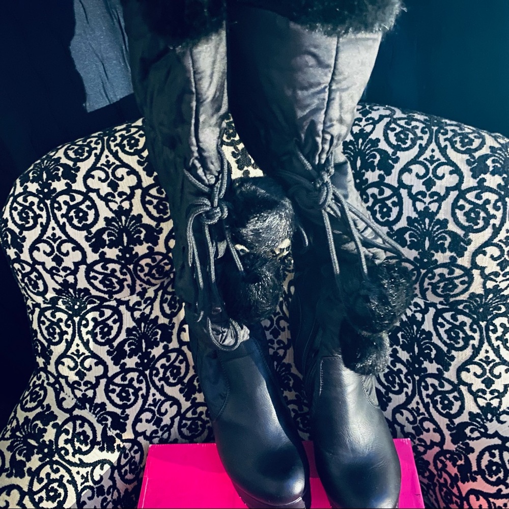 Chunky sole knee high boots